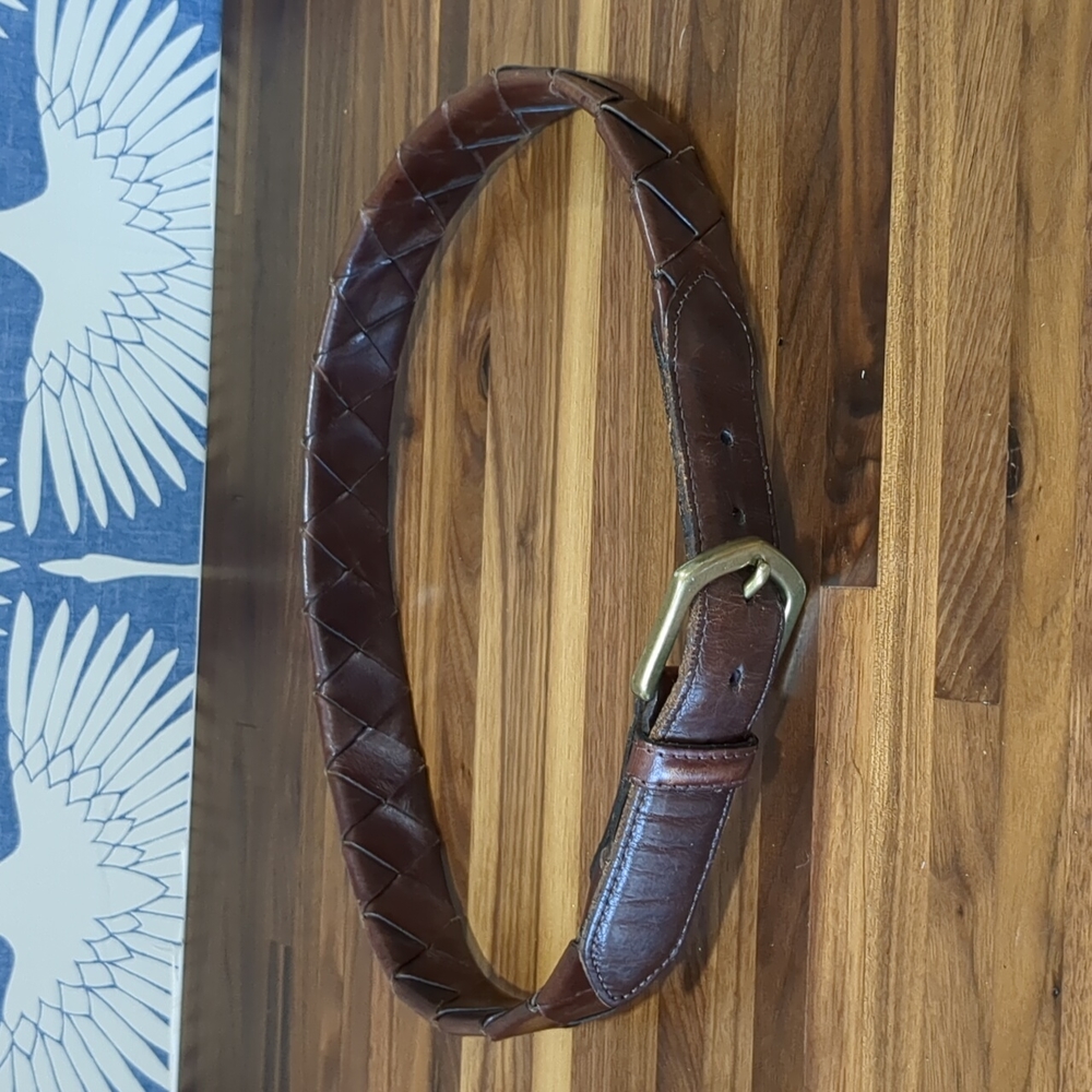 Coach braided brown leather belt size 30